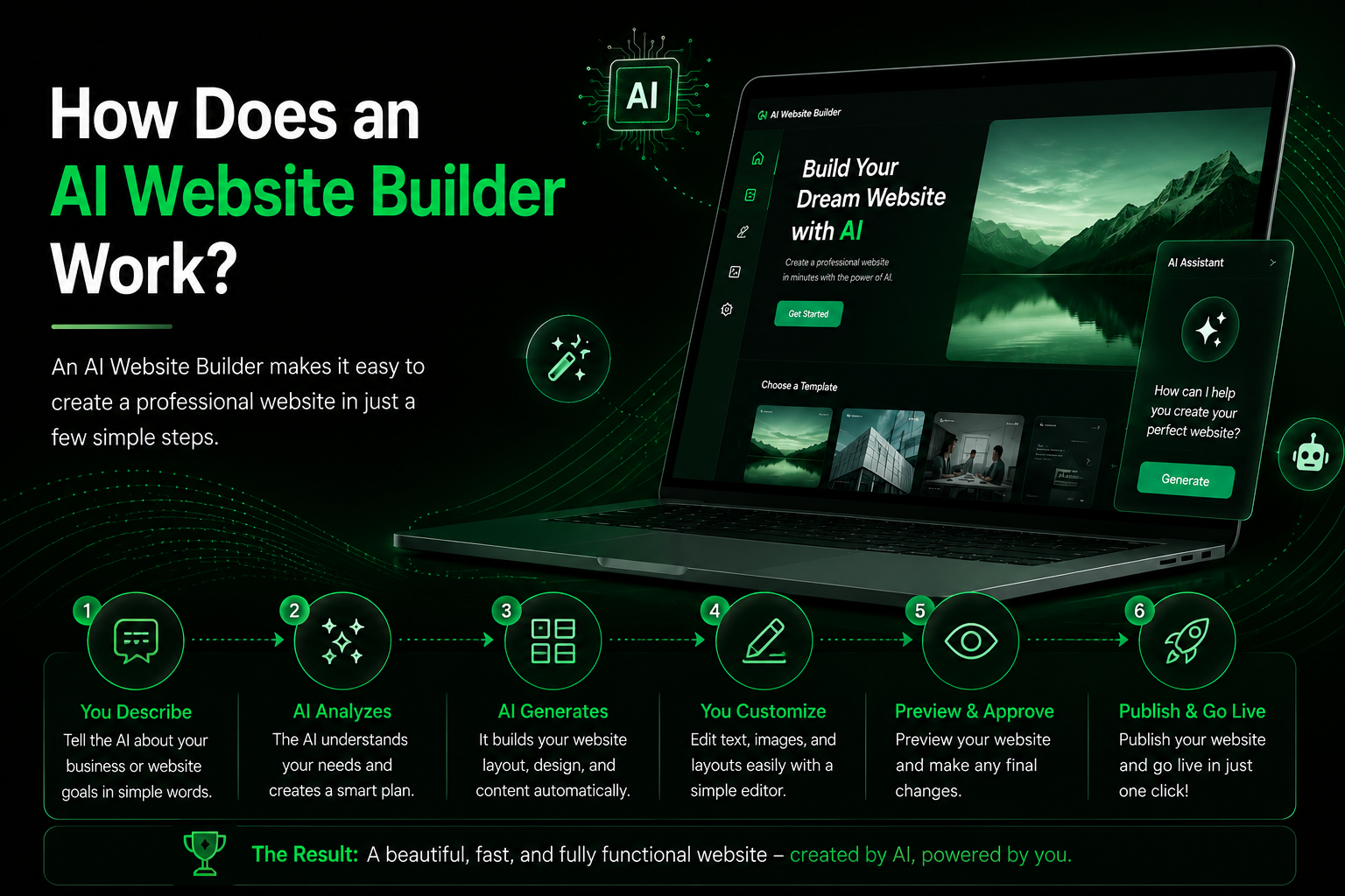 AI website creation process from prompt to website